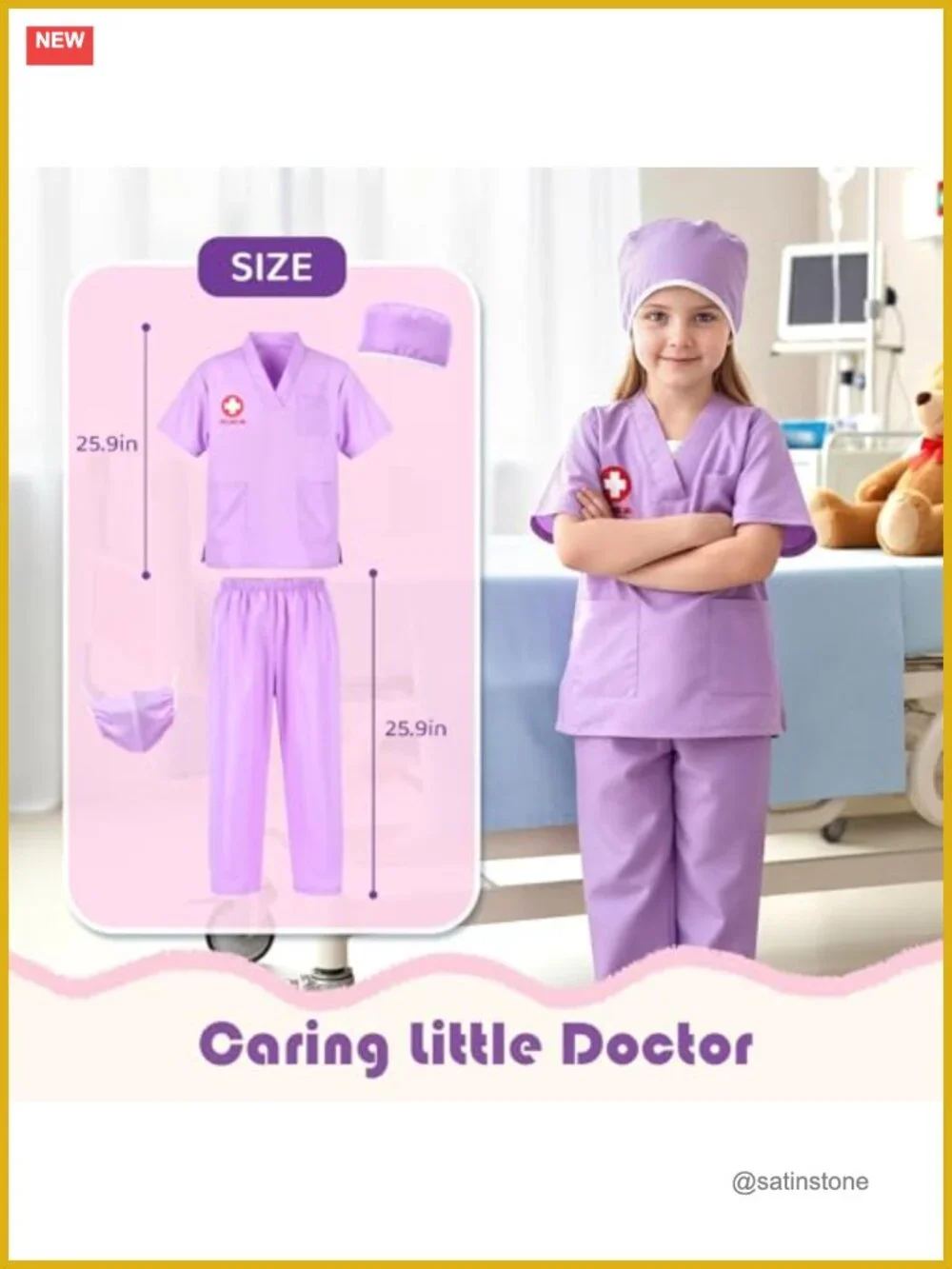Girls Career Dress Up Costume Set 4-in-1 Doctor Firefighter Police